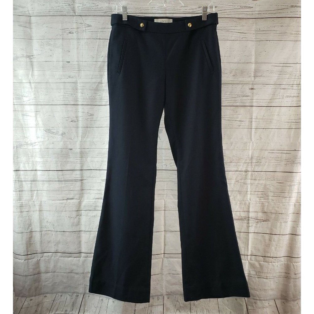 Ann Taylor LOFT Womens Kate Trouser Pants Sz 2 Blue Side Zip Mid Rise